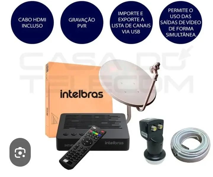 Antena e receptor Intelbras completo com cabo.