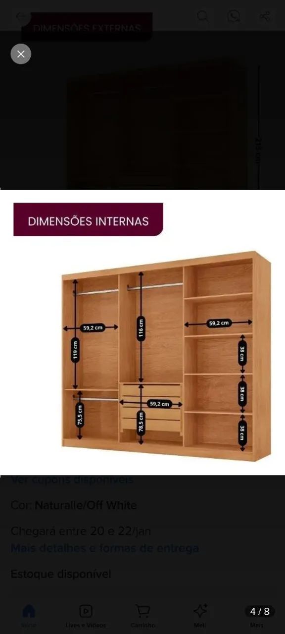 Vendo Guarda roupa casal 100% MDF com espelho  - Foto 3