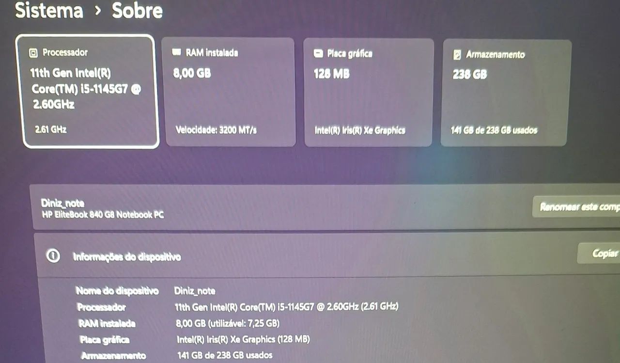 Hp elitebook I5 vpro, 8gb ram, 238 GB ssd - Foto 3