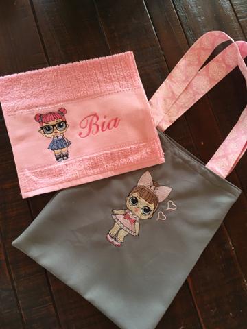 Toalha + sacola personalizada