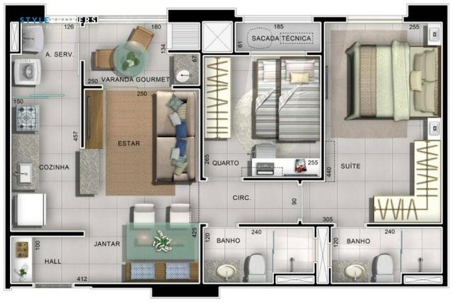Villaggio Calábria 2 e 3 Quartos com churrasqueira na sacada - Foto 3
