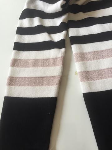 Cardigan Alongado (88cm)de Malha Listrado, tamanho M,