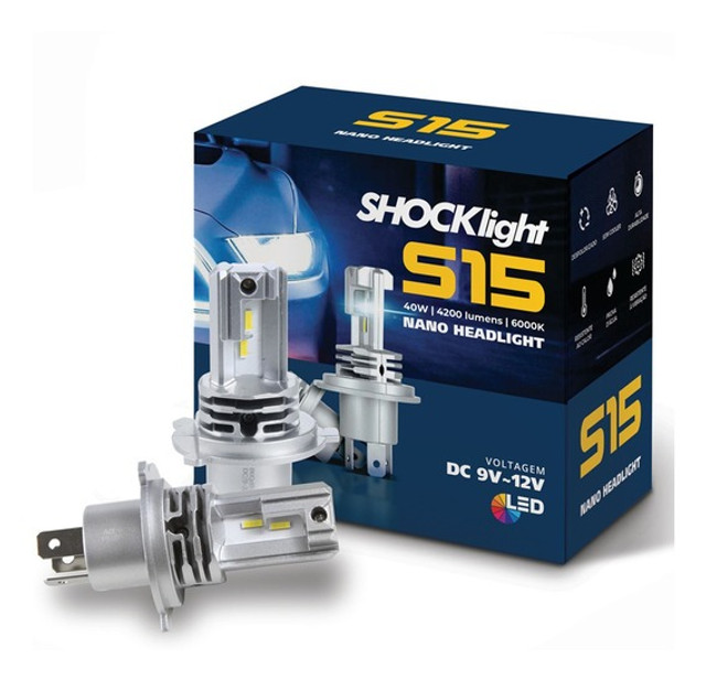 Par Lâmpada Ultra Led H4 6000k 12v 40w 8400lm - Shocklight - Foto 2