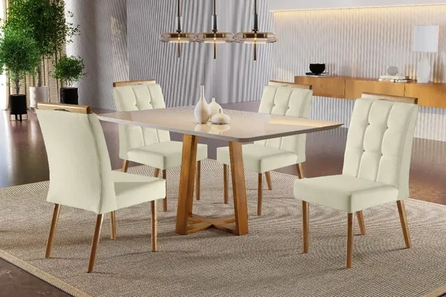 Mesa Emily com 4 cadeiras com assento em veludao!! Tt761