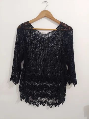 Blusa saída de praia de renda 