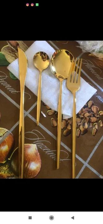 Conjunto de talheres em aço inoxidável dourado 24 peças  - Foto 4