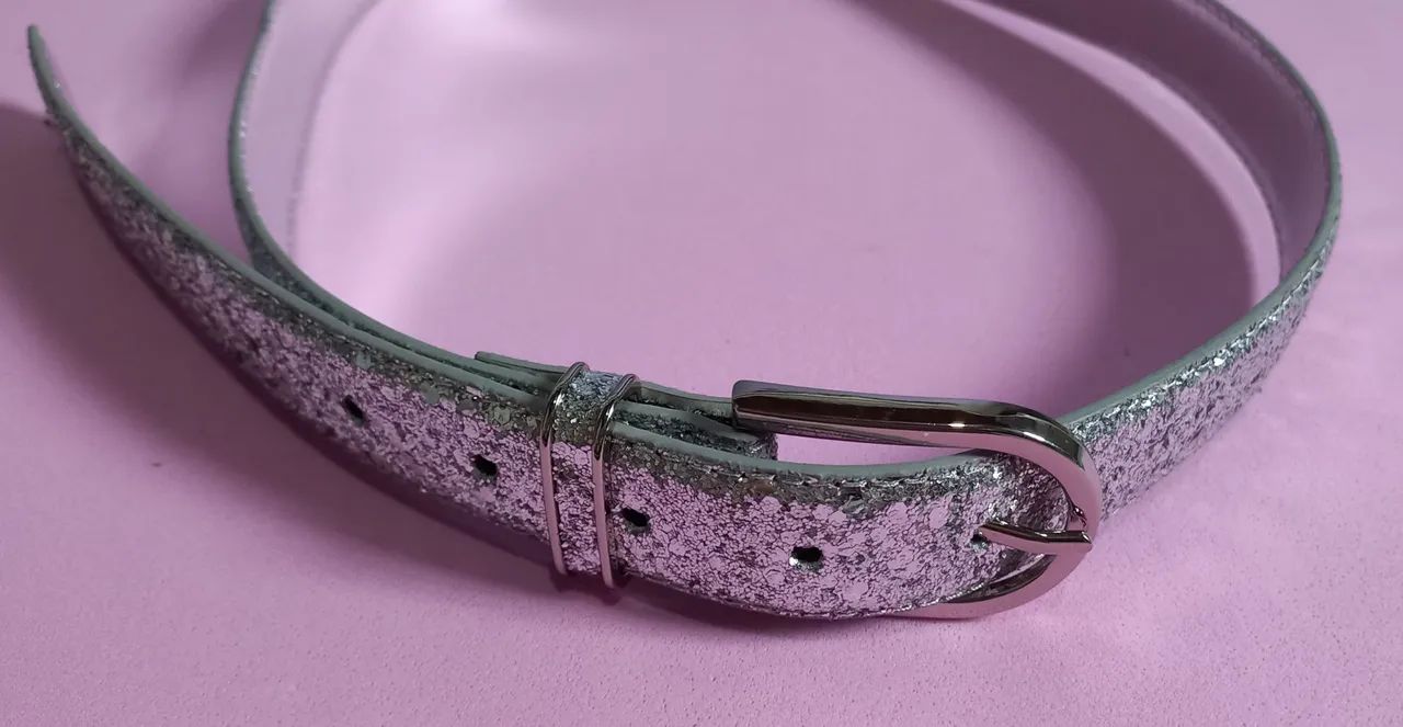 Cinto feminino prata com glitter - Foto 5