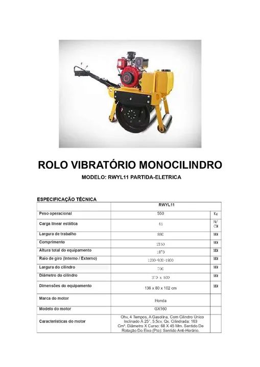 Rolo Monocilindro Gasolina Motor Honda 5.5 - Foto 5