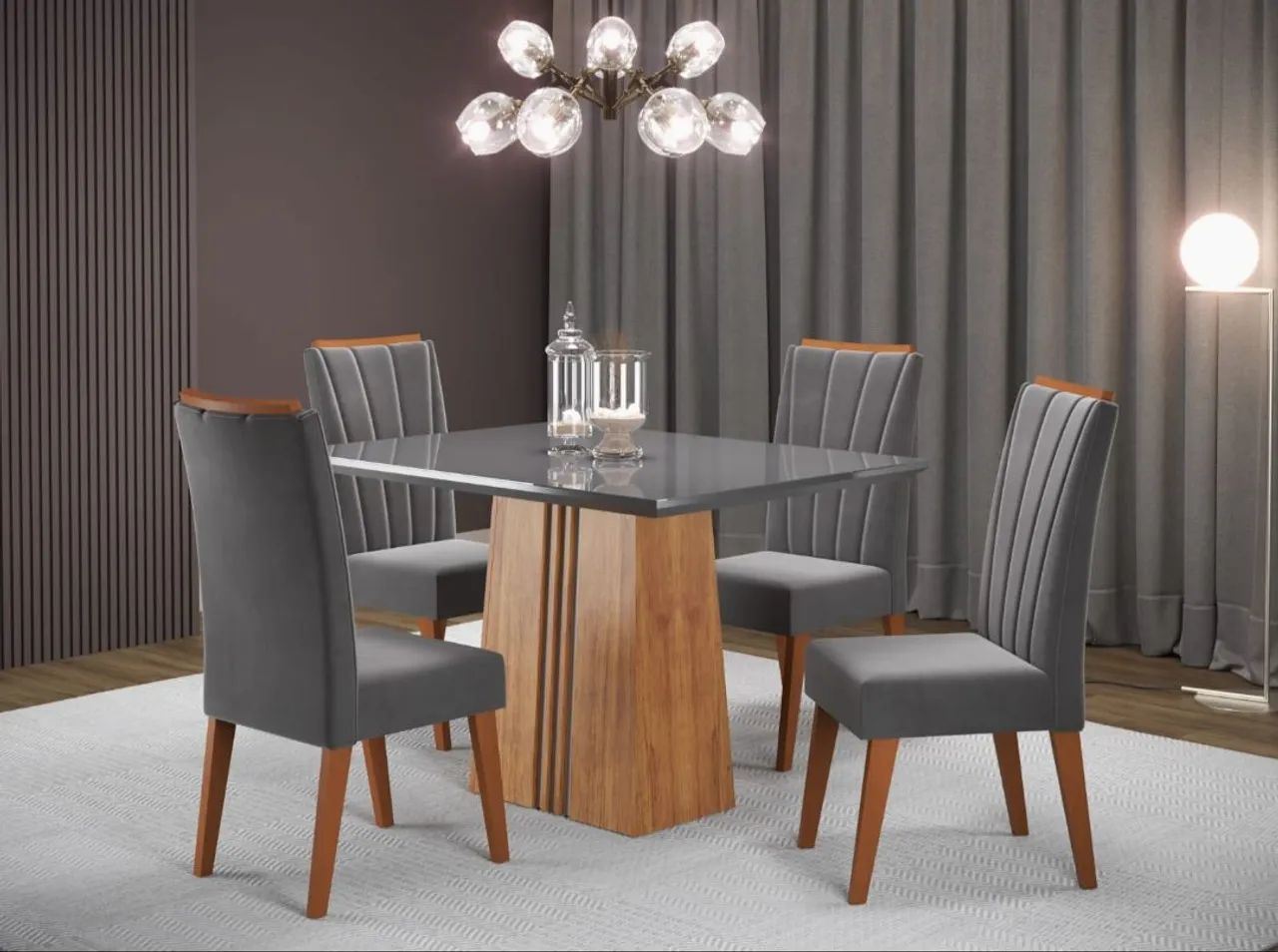 Sala ibi com 4 cadeiras safira mel blonde off white 