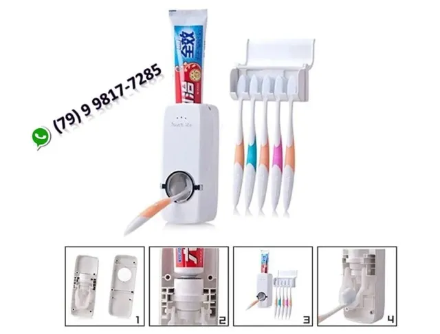 Dispenser para Pasta De Dente + Suporte para 5 Escovas