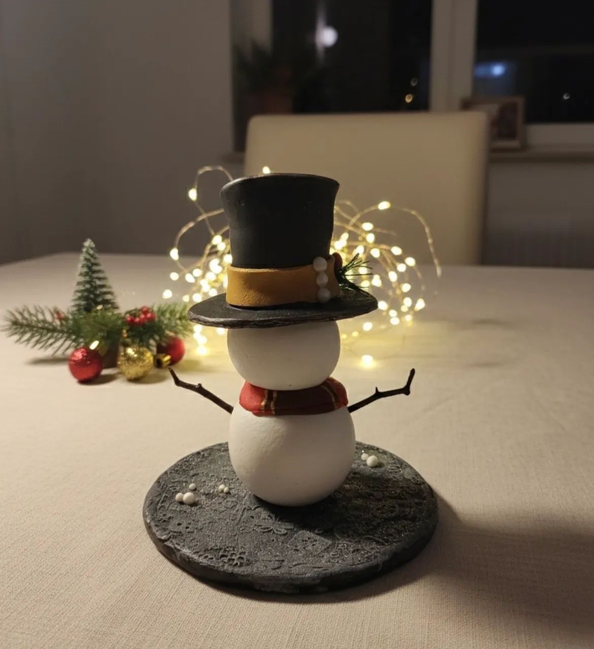 Boneco de neve artesanal de Biscuit - decoração de Natal  - Foto 5