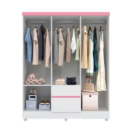 Roupeiro toquio 6 portas 2 gavetas na cor branca rosa flex - Foto 2