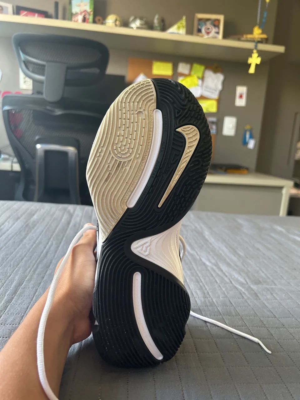Nike Tênis de basquete masculino, branco, preto, 40 - Foto 4