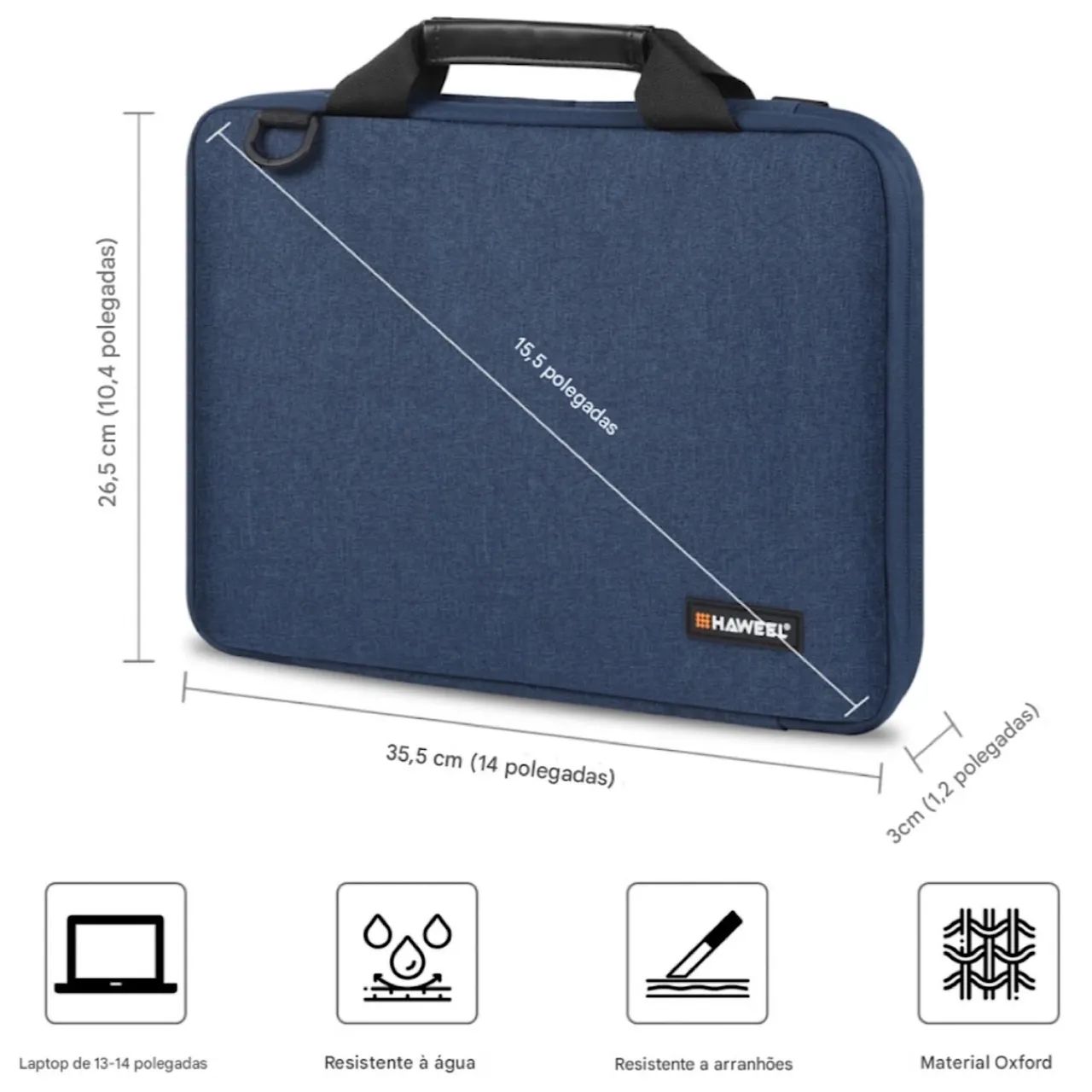 Bolsa MacBook Notebook Ipad Slim Azul Maleta Objetos Pasta Bag Case Impermeável - Foto 2