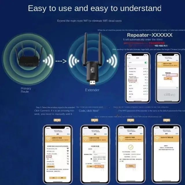 Repetidor sem fio Usb Wifi extensor amplificador de sinal longo alcance COD-AP186   - Foto 4