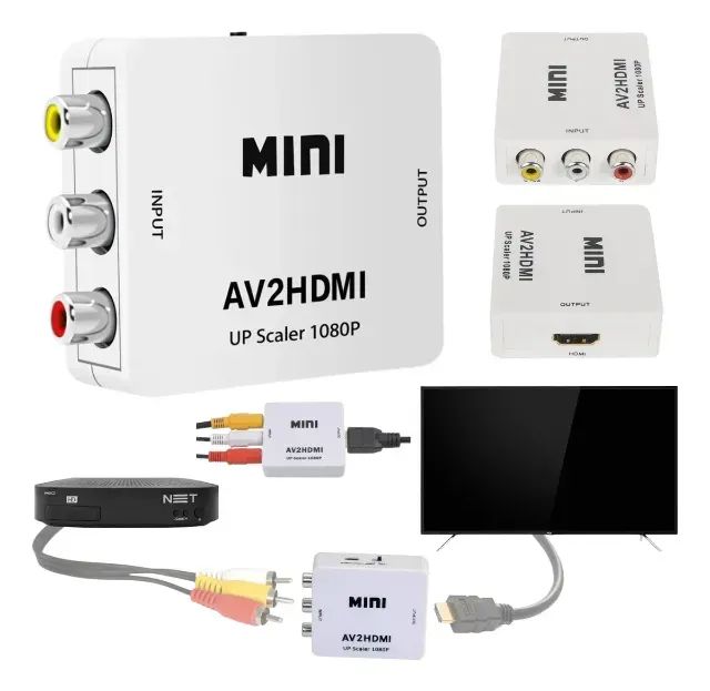 Mini Adaptador Conversor Av Para Hdmi C/ Áudio P2 Av2hdmi