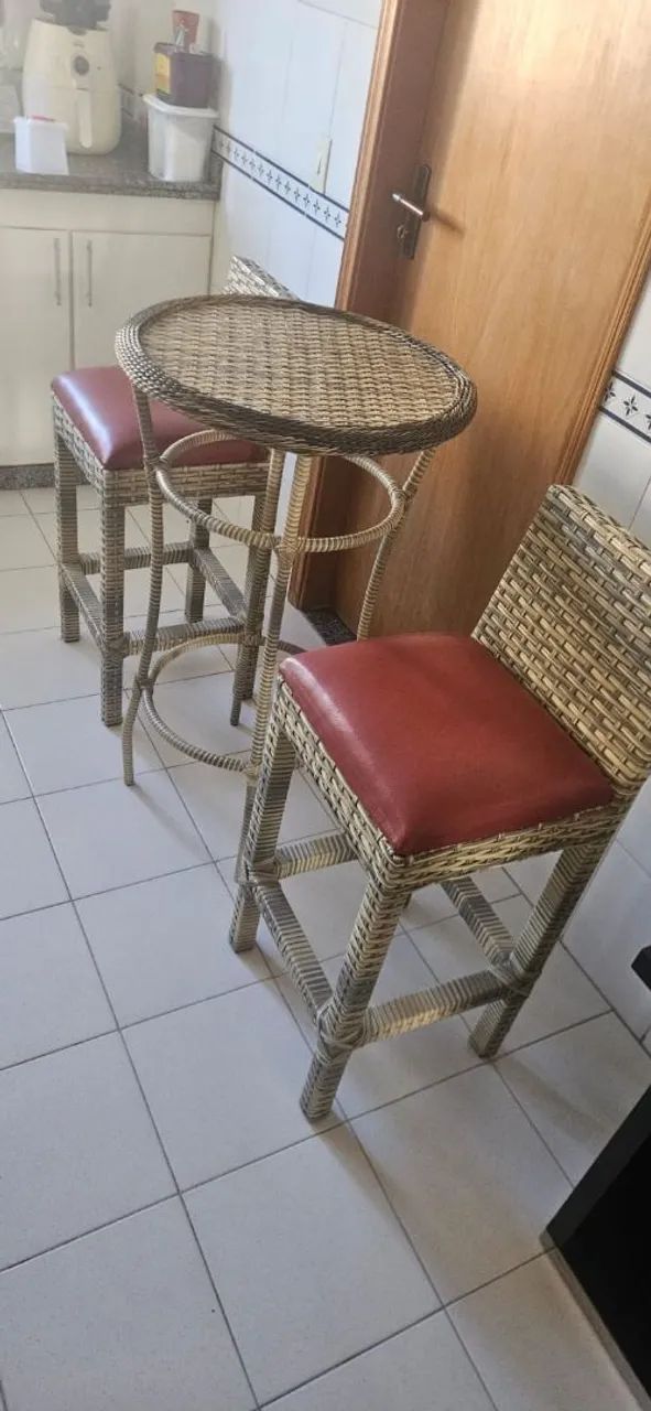 Mesa de Bar em Vime com 2 Banquetas - Foto 2