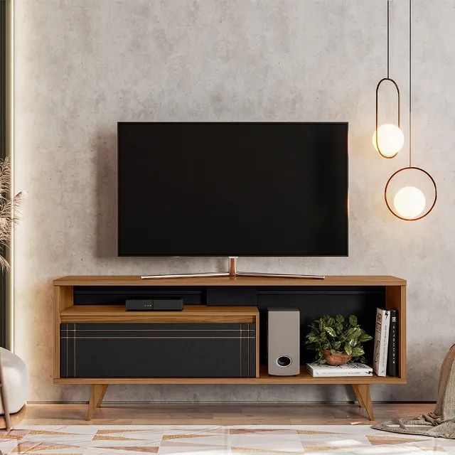 Rack NT 1315 Até 60 Polegadas Freijó Trend.Preto Tx White Frete Grátis - Até 12x