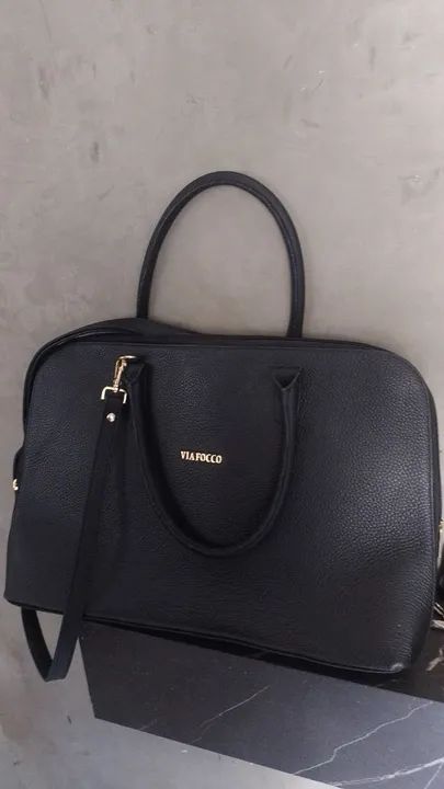 Bolsa pasta de notebook preta de couro legítimo 