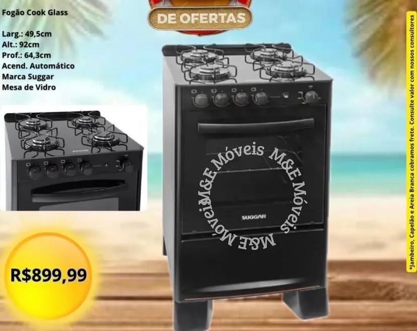 Fogão Cook Glass Suggar 4 Bocas - Entrega Imediata Gratuita
