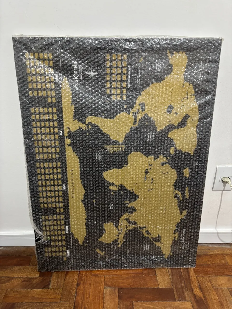 Quadro Mapa Mundi Dourado