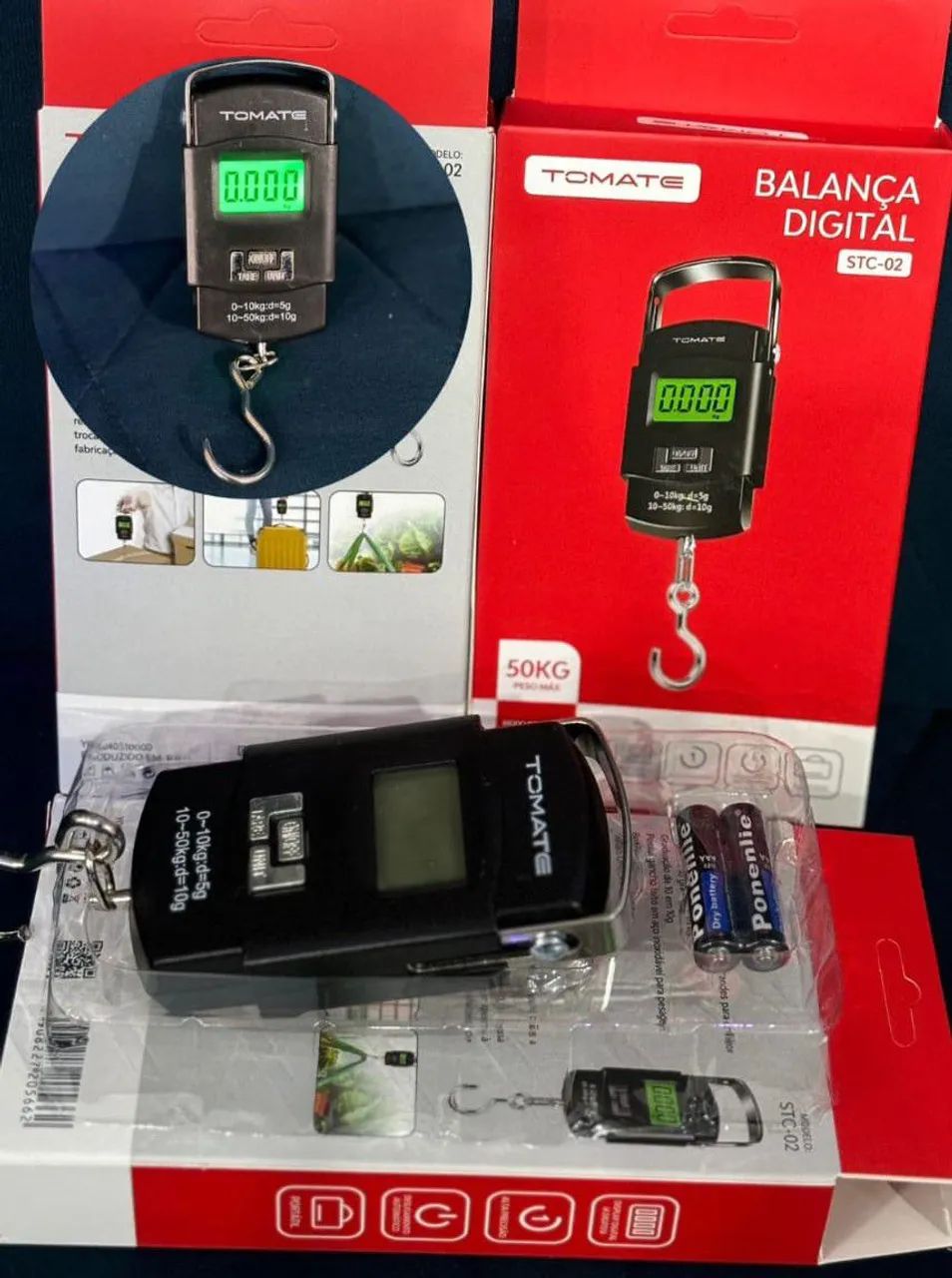 Balança Digital Com Gancho Pesa Até 50kg 