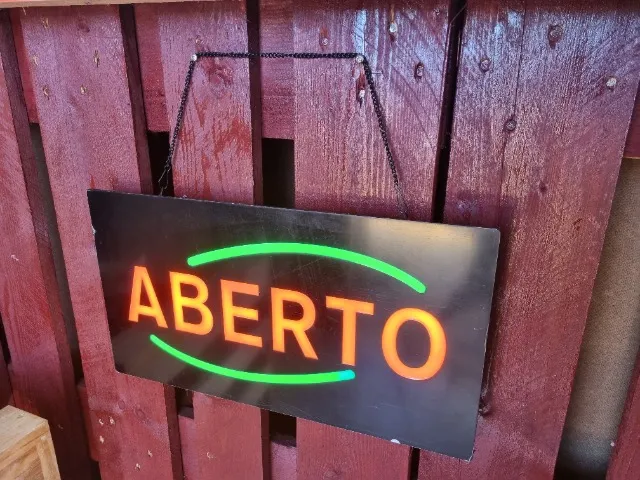 Placa de LED "ABERTO" - Pronta pra usar, com luz neon