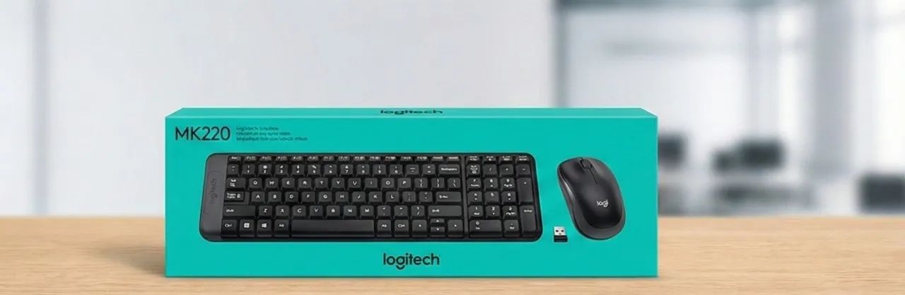 Kit Teclado e Mouse Sem Fio Logitech MK220 - LACRADO - Compacto