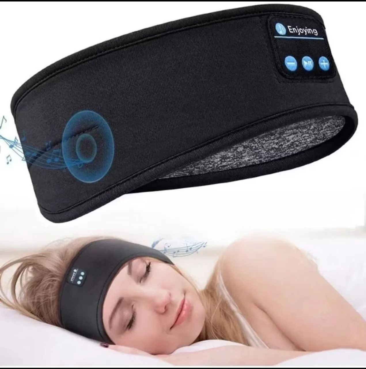 Fone de ouvido Bluetooth com bandana cor preta para sono e várias atividades. - Foto 5