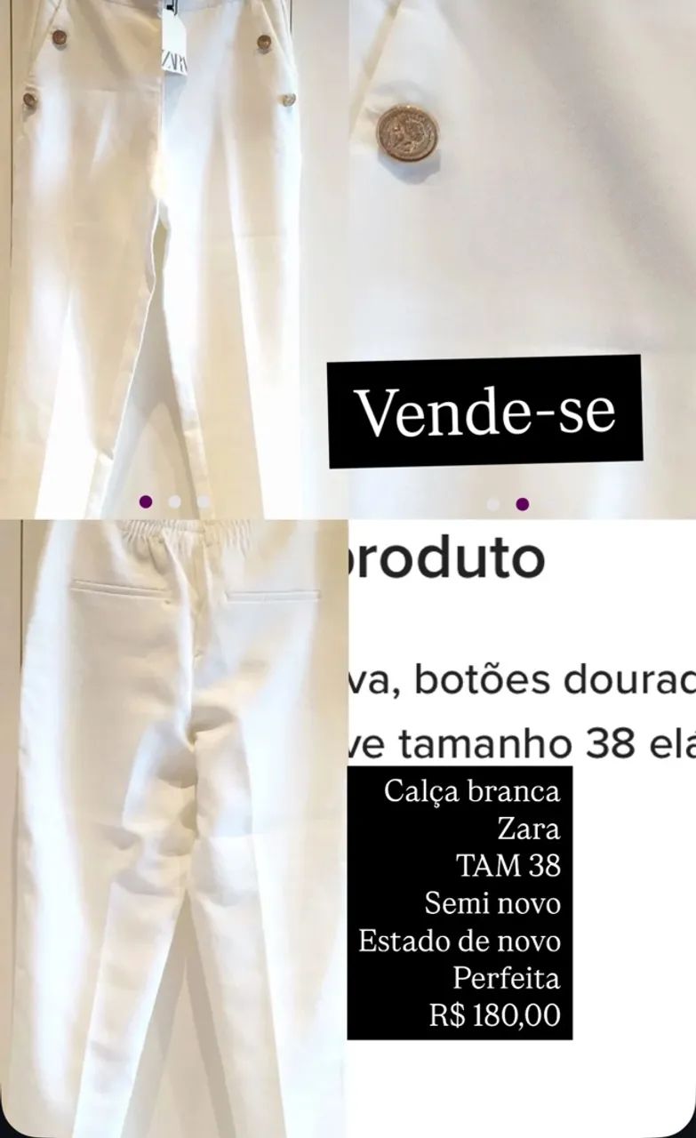 Calça branca Zara 38 - Foto 2