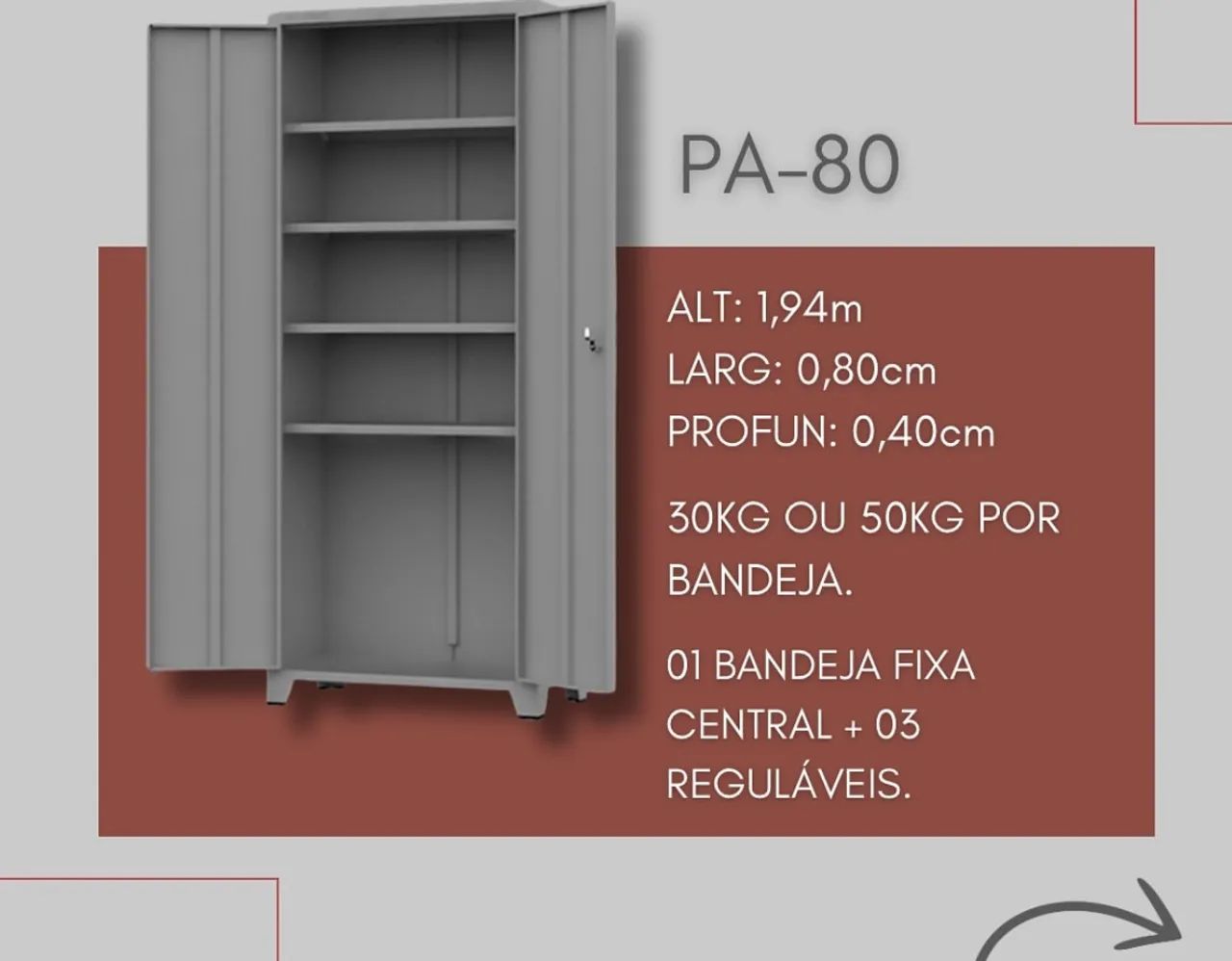 Armário de Aço para Comércio - Várias Medidas - Foto 4