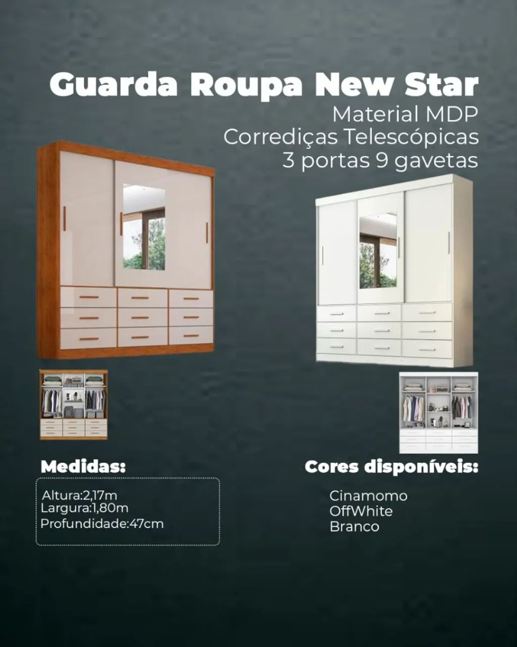 Guarda roupa casal 3pts e 9 gavetas  - Foto 4