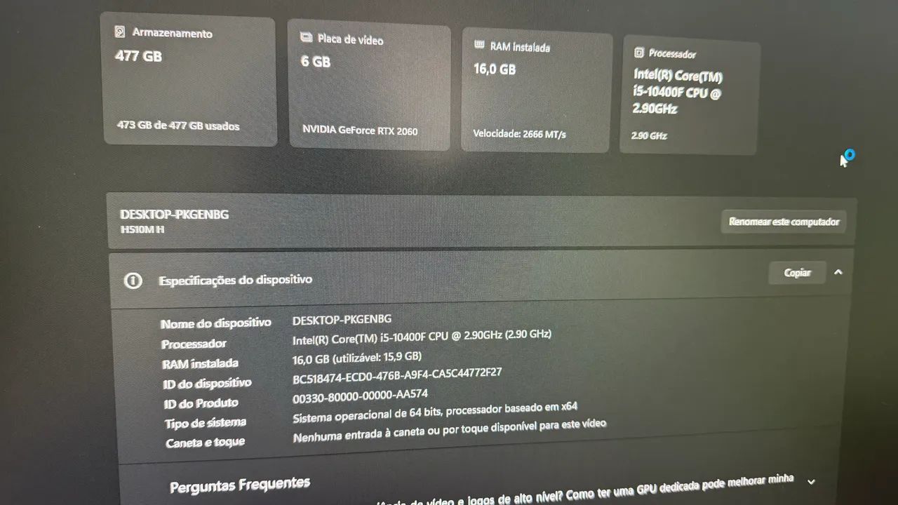 Pc Gamer/Trabalho - RTX2060 - 16GB - Foto 4