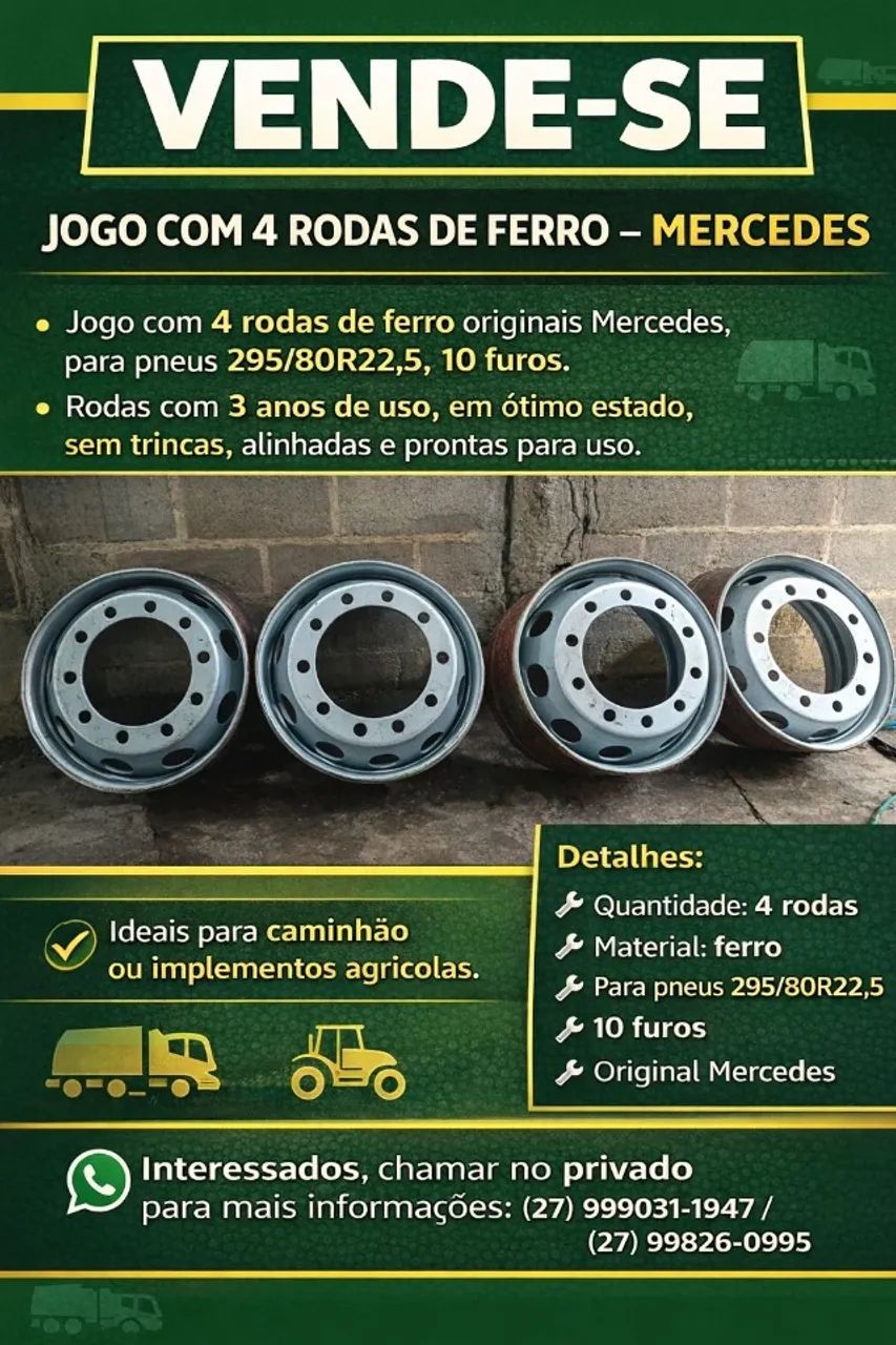 Jogo com 4 rodas de ferro_ Mercedes 