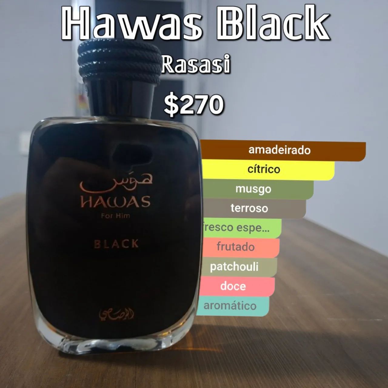Perfume árabe masculino Hawas Black
