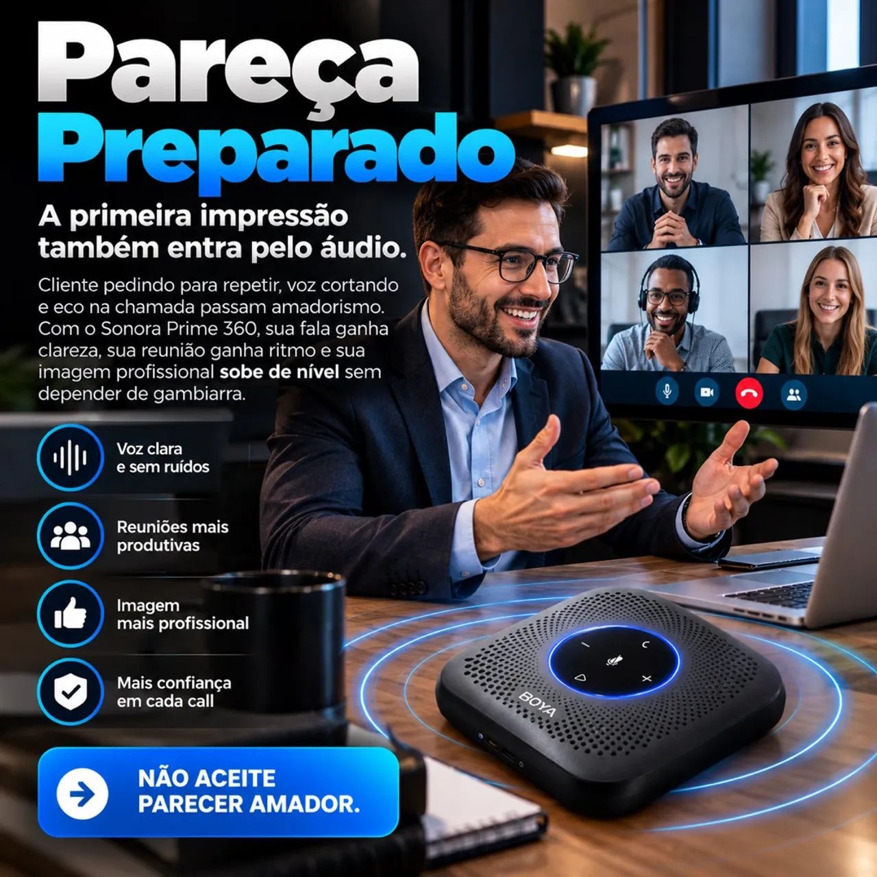 Microfone de Mesa BOYA Blobby Pro  - Foto 3