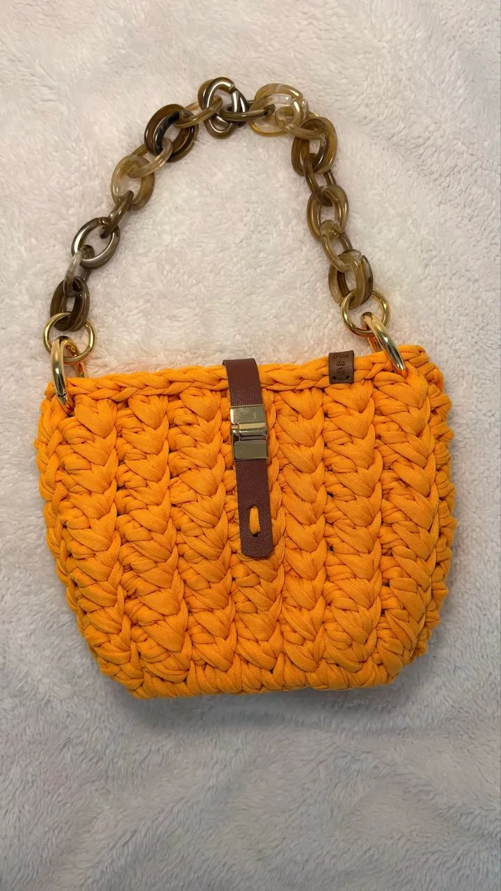 Bolsa de crochê fio de malha - Foto 2