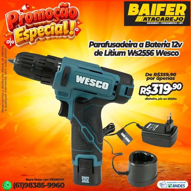 Parafusadeira 12v Bateria Lítium Ws2556 Wesco