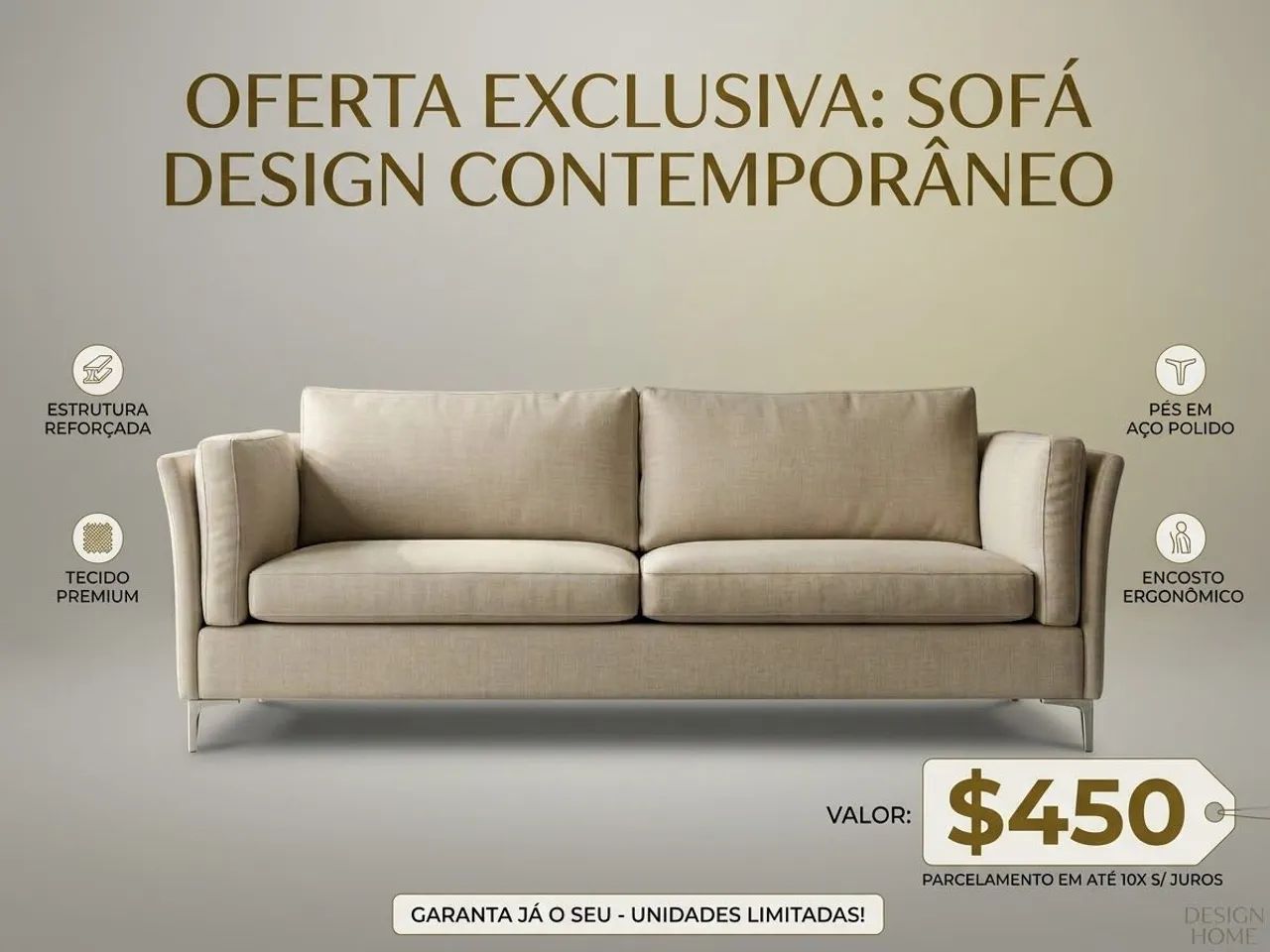 SOFÁ EM LINHO BEGE