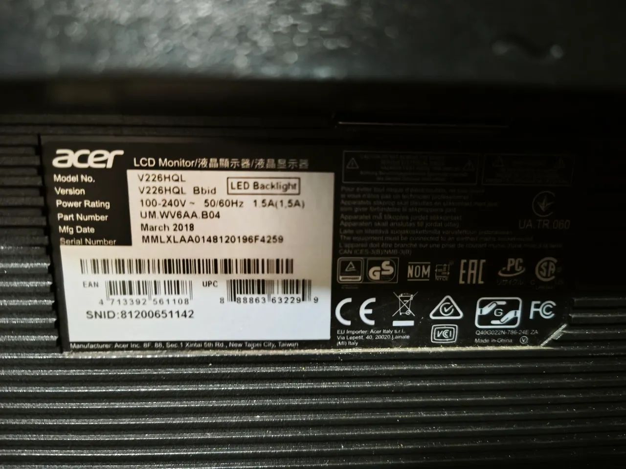 Monitor Acer V226HQL 21,5? Full HD com base - Foto 3