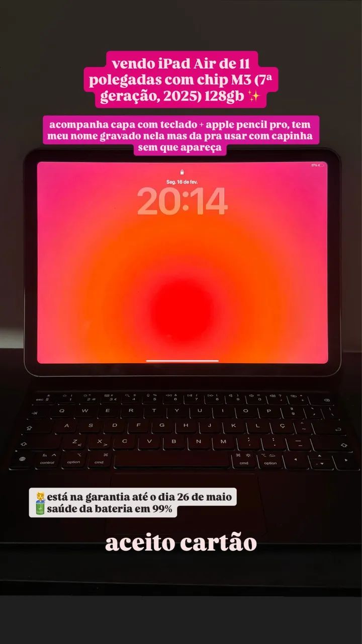 iPad Air M3 128gb + Apple Pencil Pro e capa com teclado  - Foto 2
