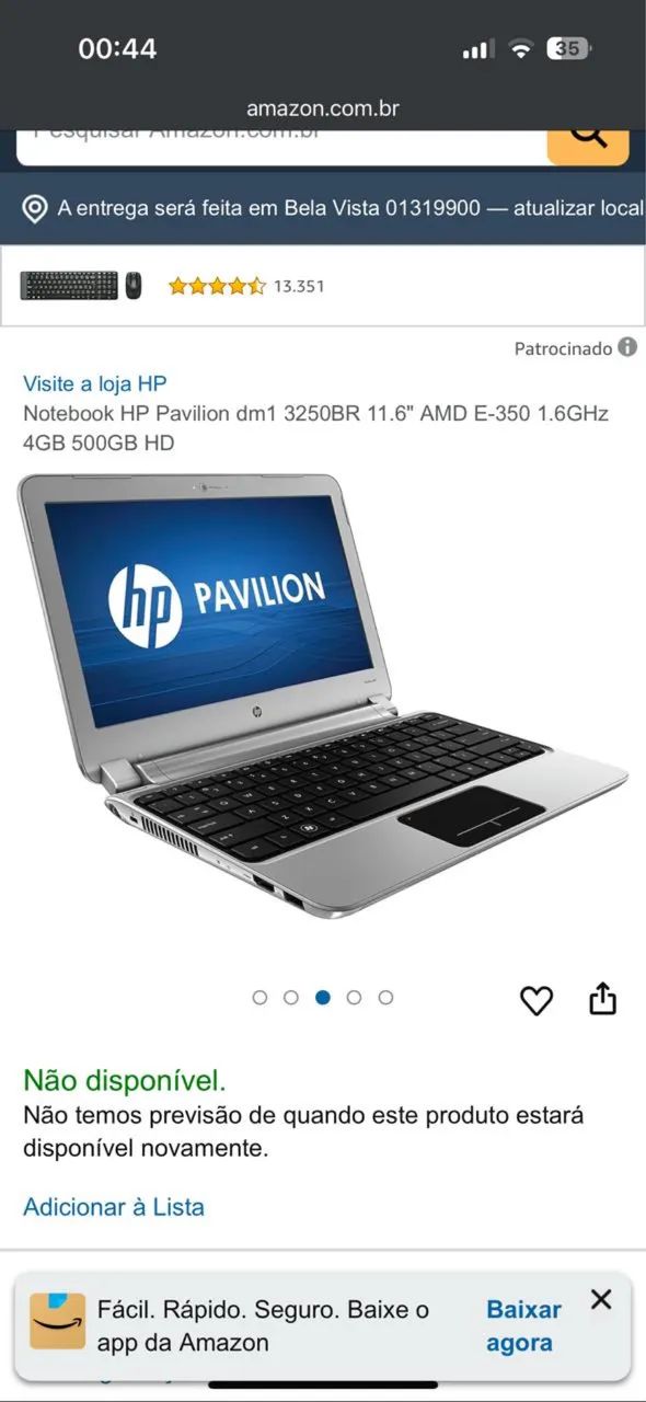 Notebook HP Pavilion dm1 + SSD 480GB + Teclado e Mouse Sem Fio - Foto 2
