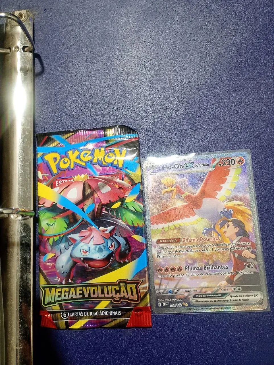 Pokémon raro ho oh ex do ethan NM intacta com película 