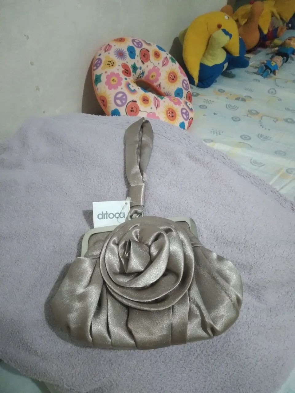 BOLSA DE FESTA CETIM PRATA - Foto 5