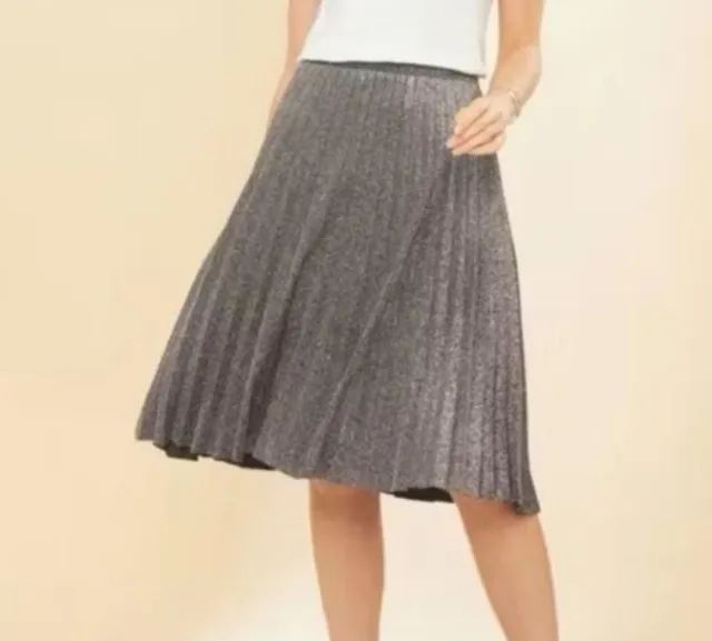 Saia plissada midi lurex 