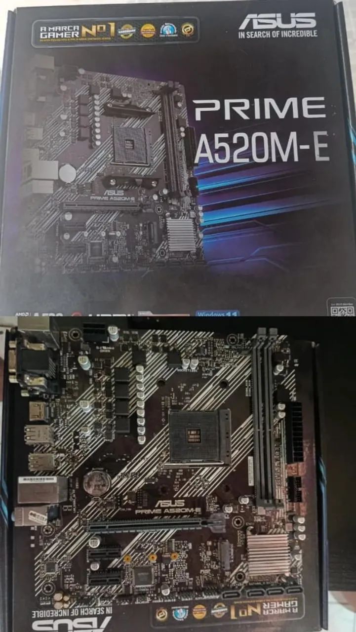 Placa-mãe Asus Prime A520M-E (Usada)<br>R$ 280