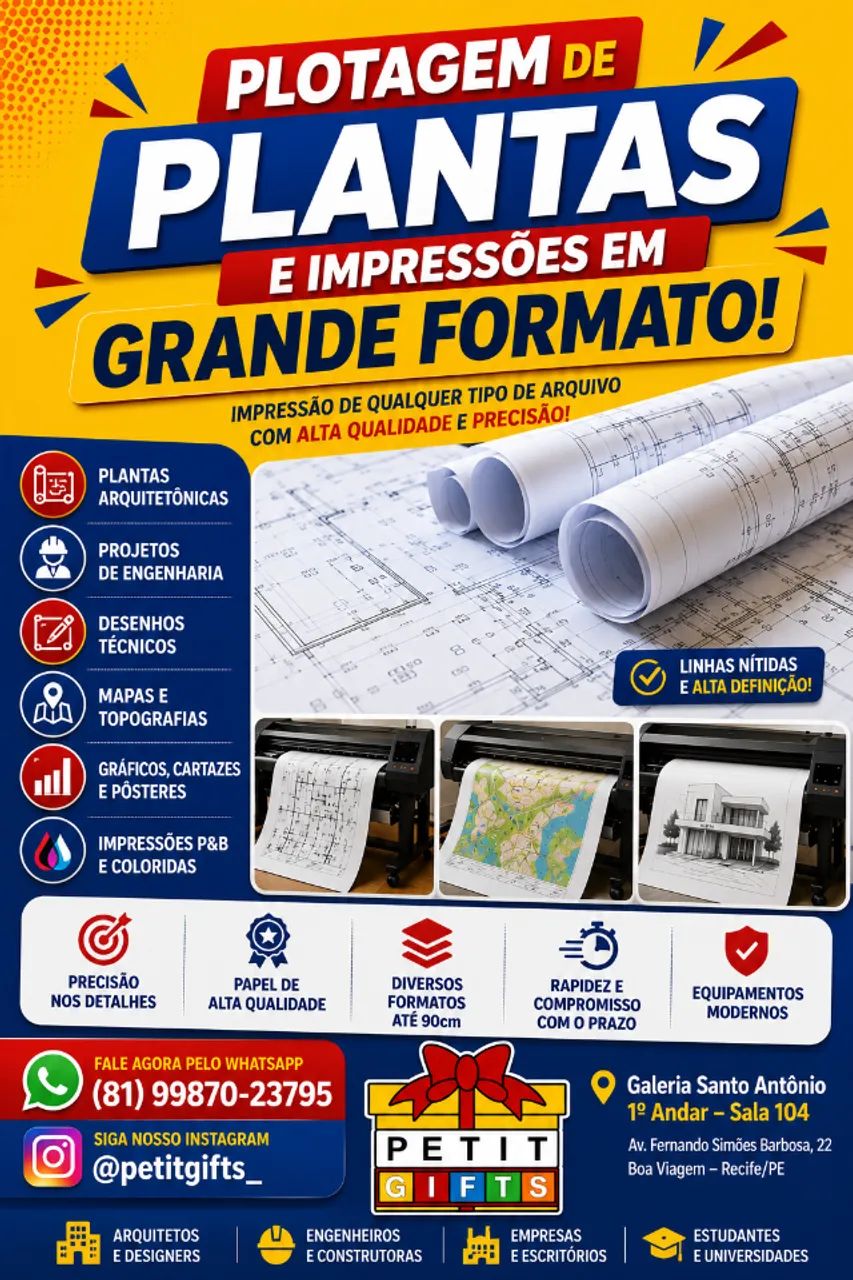 Plotagem de plantas e impressões em grande formato