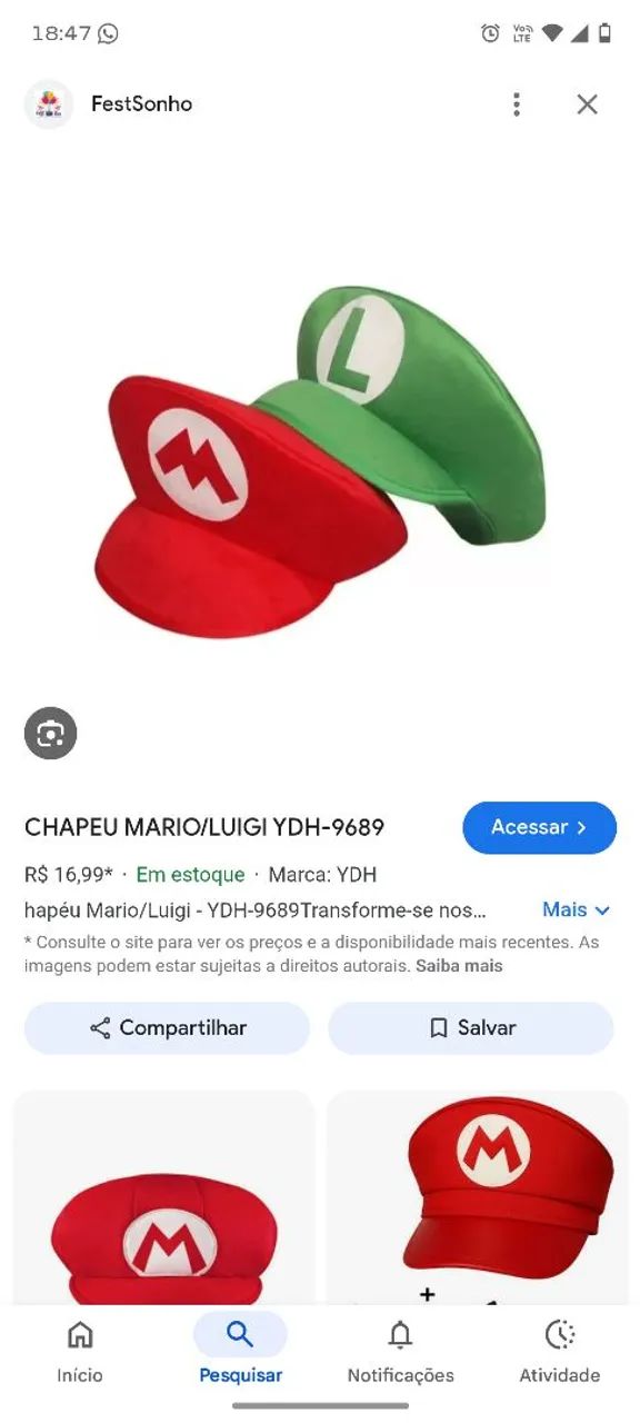 Roupa do Mario bros 65573795039105121