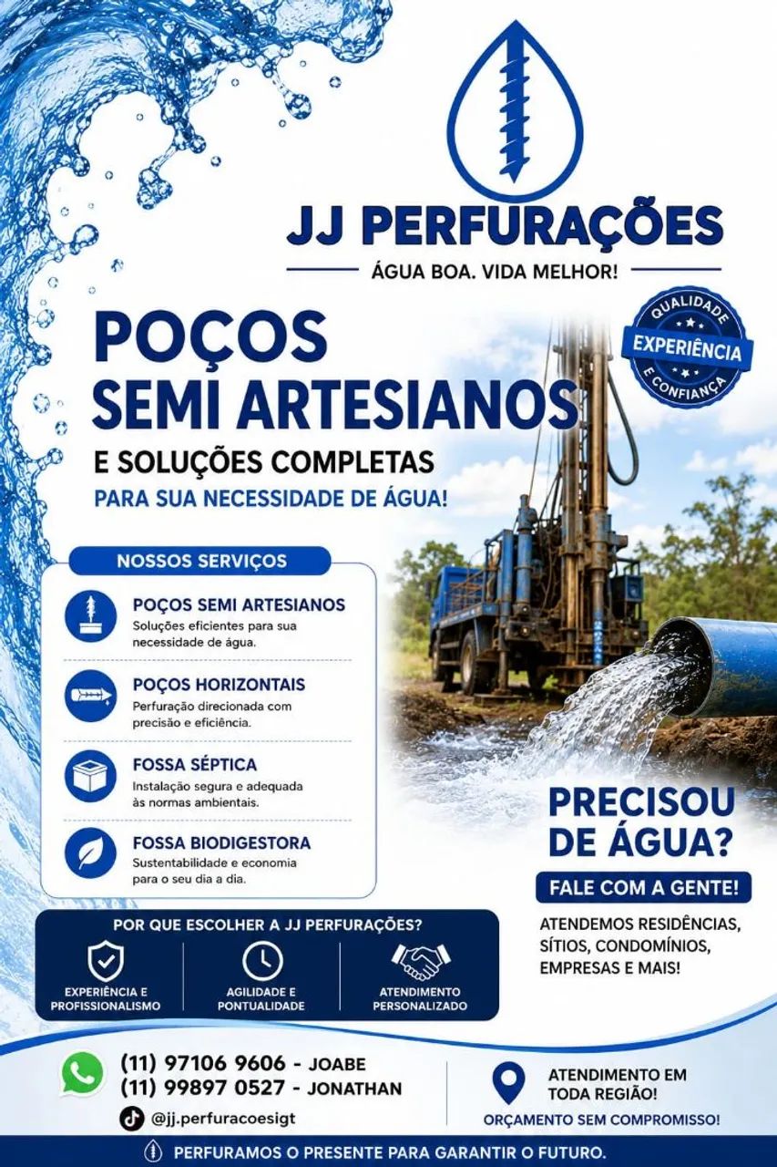 Poço semi artesiano e horizontal 