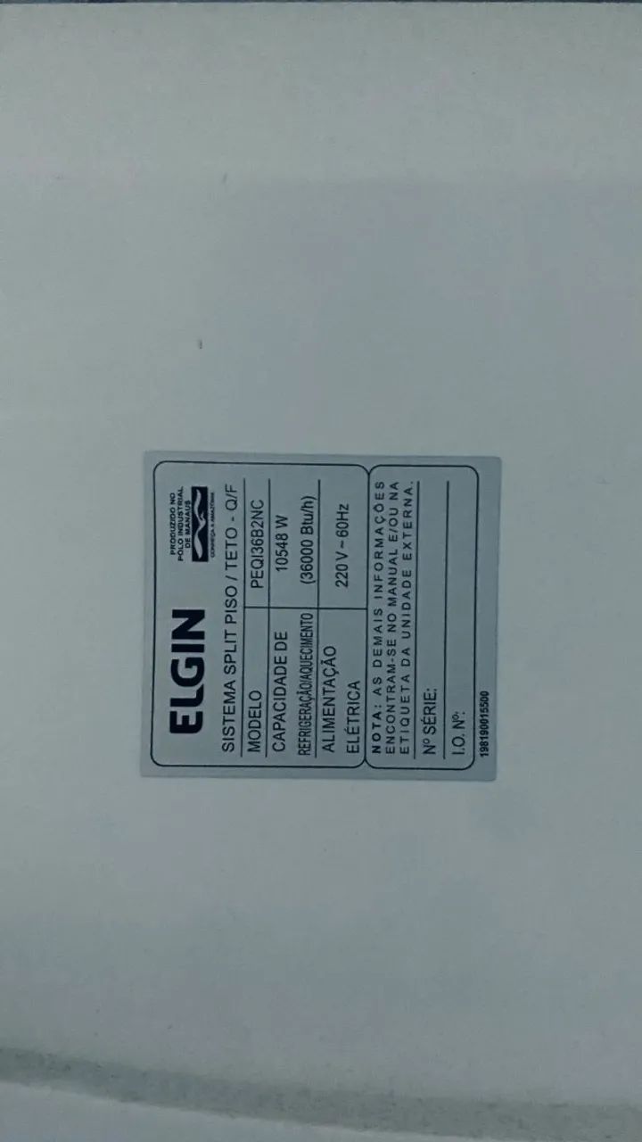 Ar-Condicionado Piso Teto 36000 BTUs - Marca Elgin - Foto 2